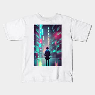 A Cool Man Tokyo Neon Anime Japan Night Street Vibes <3 Kids T-Shirt